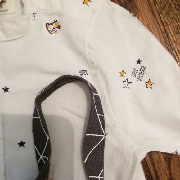 Baby boy button up, linen pants with suspenders - Picture 2 of 3